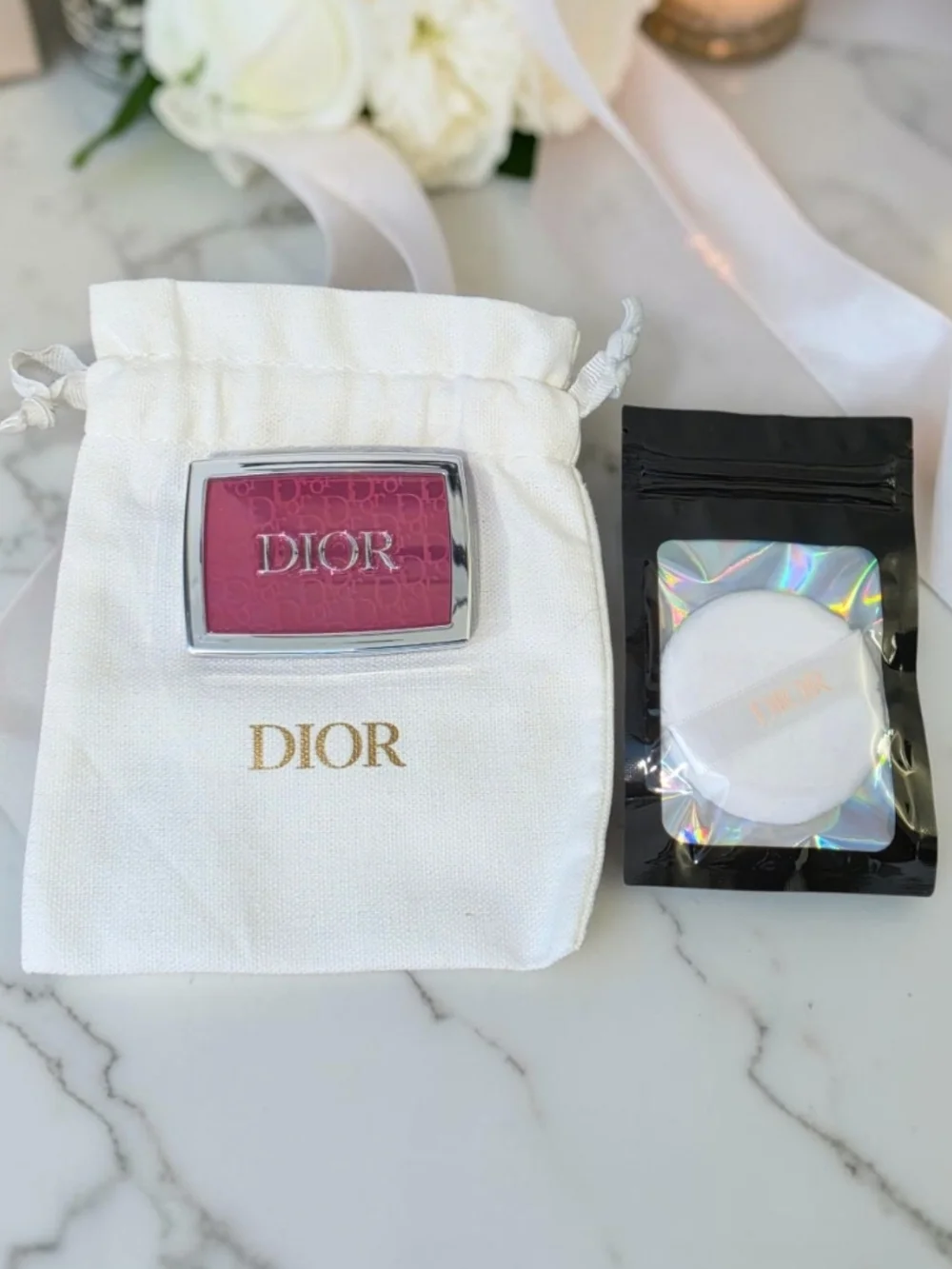 Dior Rosy GLOW 006 BERRY Powder Blush with Puff And Dust Bag